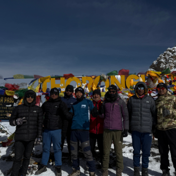 In Thorang La Pass, a group photo of our employees