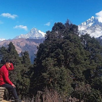 Kathmandu Rim Hill Gallery: Views Himalaya from hiking trail