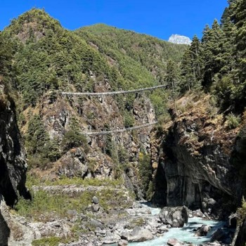 Everest Helicopter Trek- Hillary Bridge before Namche Bazaar