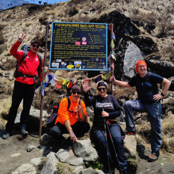 Our guest is taking a photo break in Macchapucchre Base Camp.