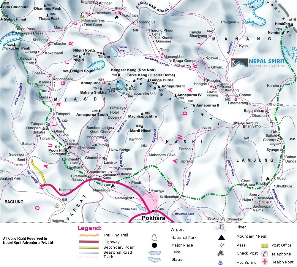 Upper Mustang Trek - 18 Days map