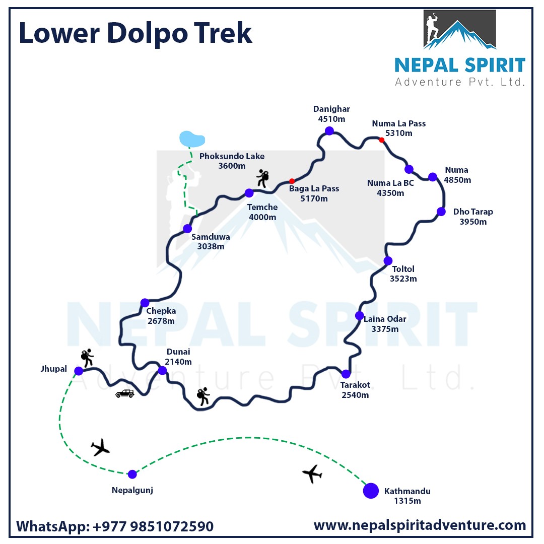 Lower Dolpo Trek map